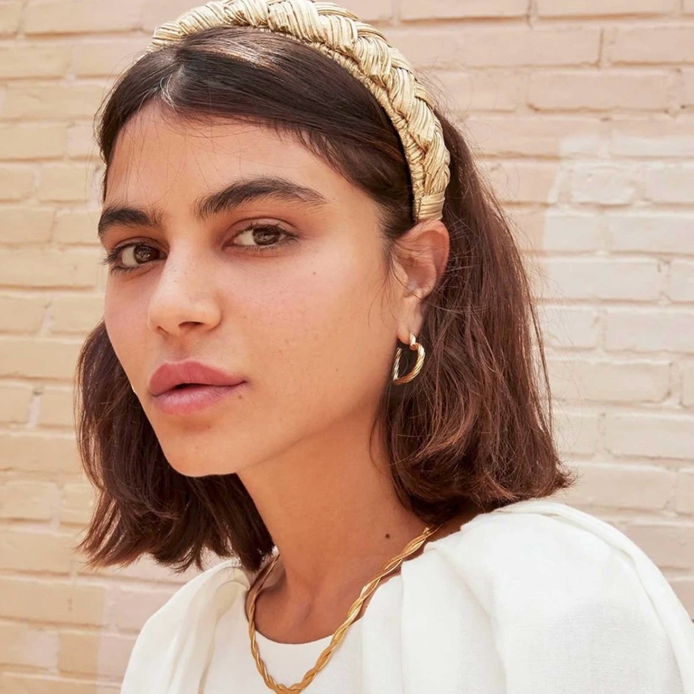 ISO! Loeffler Randall Metallic Braided Headband in Gold - Picture 2 of 3